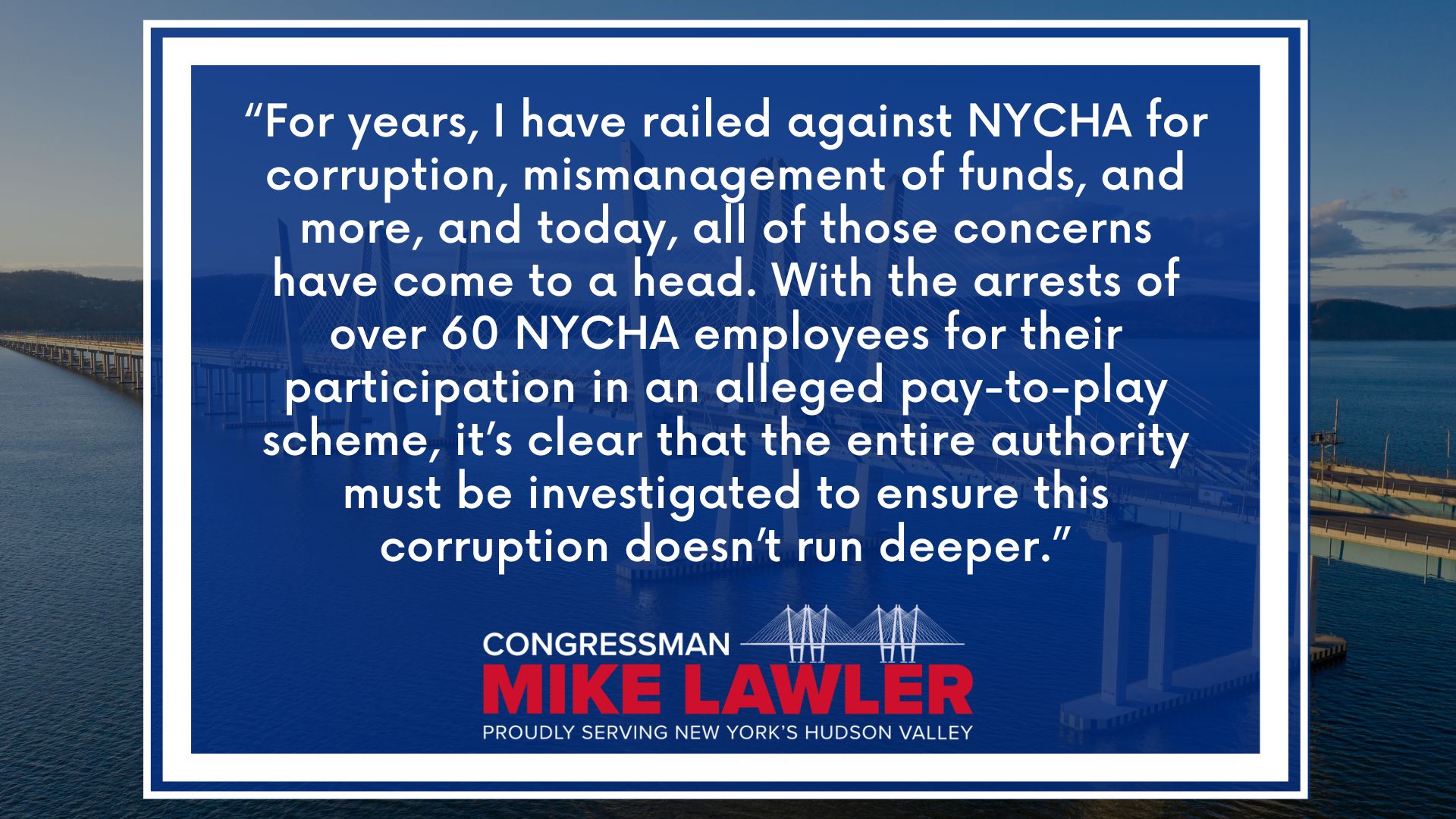 Congressman Lawler Releases Statement Following Arrests Of Dozens Of