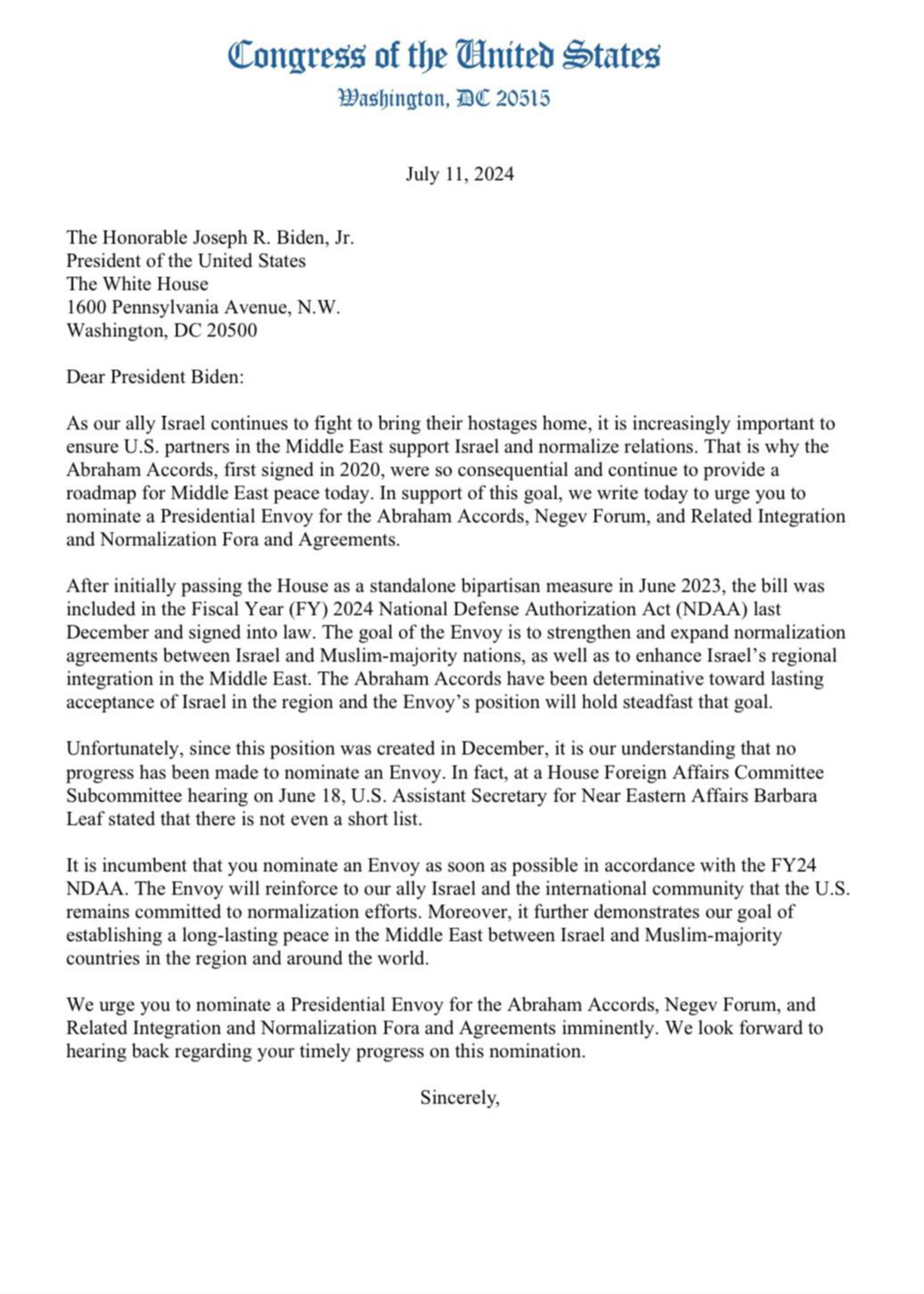 Representatives Lawler and Torres Lead Letter Urging President Biden to ...