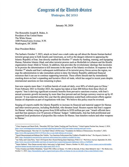 Lawler-Moskowitz Letter to Biden on Iranian Oil Page 1